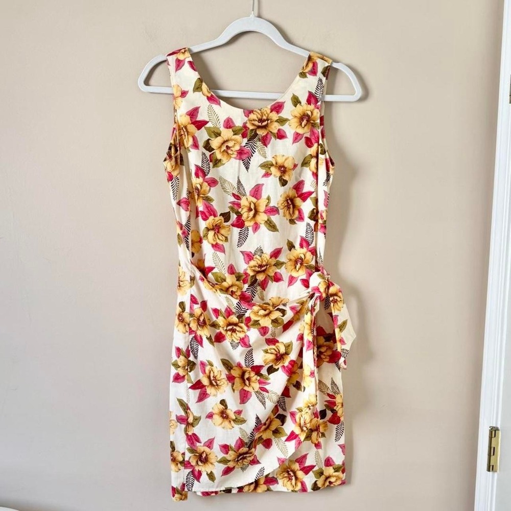 Vintage 80s / 90s Guess‎ by Georges Marciano Floral Mini Dress Pink Cream Yellow